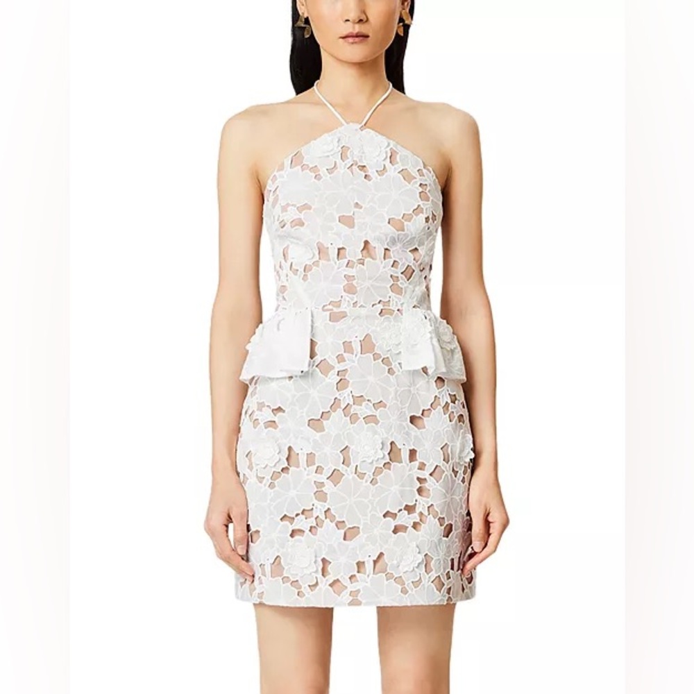 Elliatt Seafarer Lace Halter
Neck Mini Dress Bridal Bachelorette Dress L NWT$319